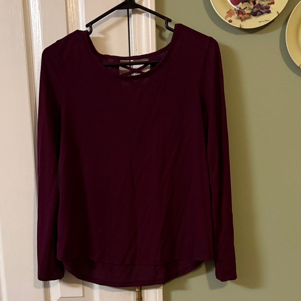 No Boundaries Deep Burgundy Long Sleeve Top